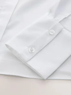 Next Fitted Stretch Essential Long Sleeve Shirts 2 Pack White