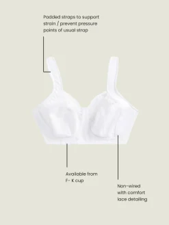Online Next F-K Ultimate Comfort Cup Padded Strap Non Pad Non Wired Bra with Side Support White