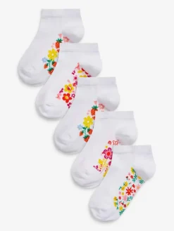 Discount Next 5 Pack Cotton Rich Footbed Trainer Socks White Floral