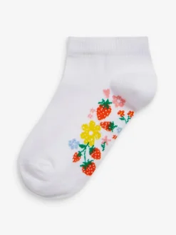 Discount Next 5 Pack Cotton Rich Footbed Trainer Socks White Floral