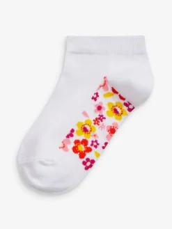 Discount Next 5 Pack Cotton Rich Footbed Trainer Socks White Floral