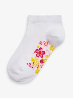 Discount Next 5 Pack Cotton Rich Footbed Trainer Socks White Floral
