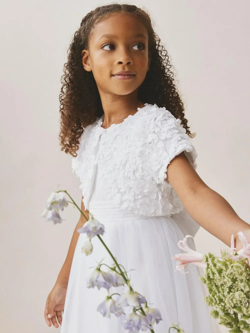 Hot Next White Flower Girl Occasion Shrug (3-12yrs)