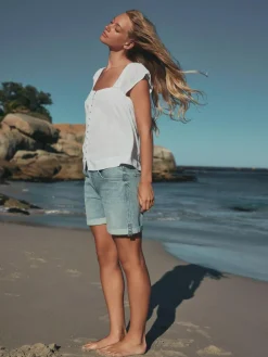 Next Flutter Sleeve Button Front Top With Linen^Women Tops & T-Shirts|Blouses & Shirts