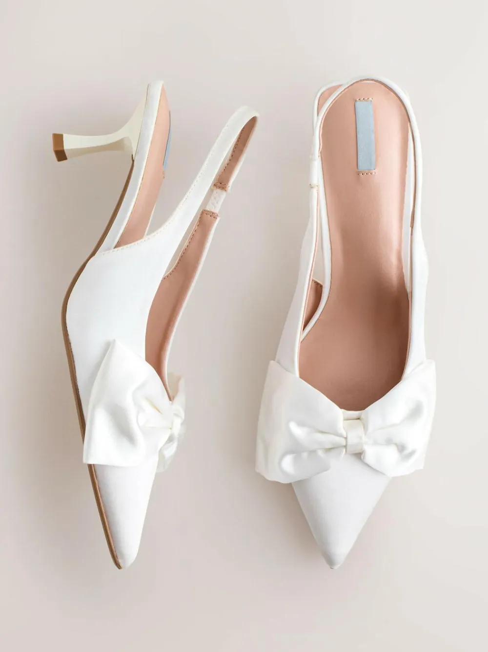 Sale Next Forever Comfort® Wedding Satin Bow Pointed Toe Slingback Heels White