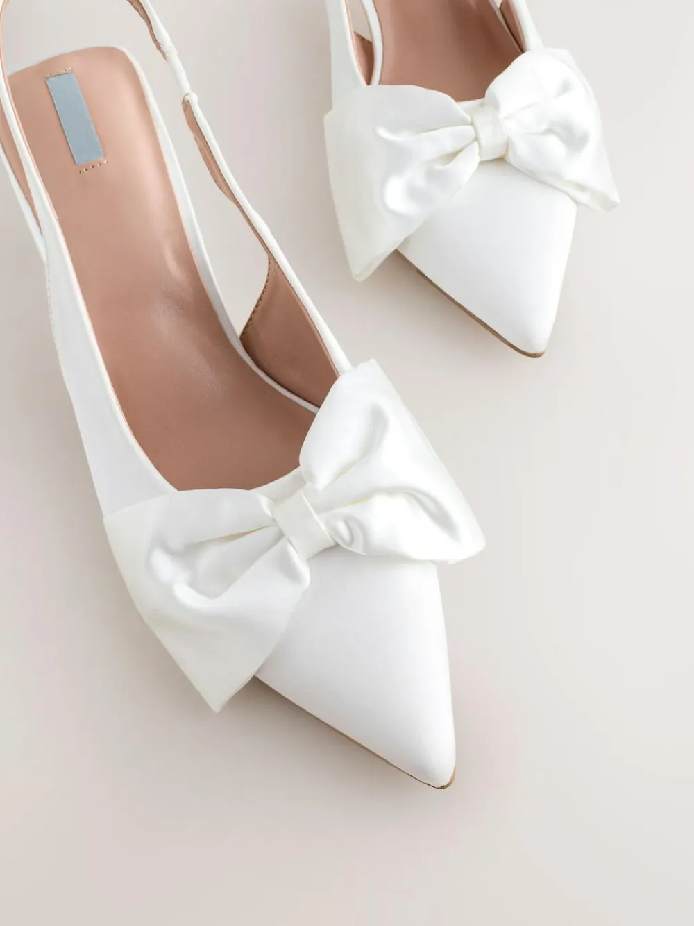 Sale Next Forever Comfort® Wedding Satin Bow Pointed Toe Slingback Heels White