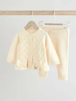 Clearance Next Frill Knitted Bow Cardigan Set (0mths-3yrs) White