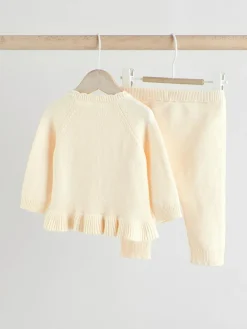 Clearance Next Frill Knitted Bow Cardigan Set (0mths-3yrs) White
