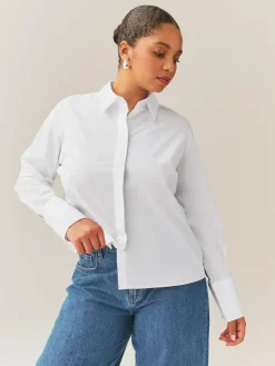Hot Next White Fuller Bust Fitted Stretch Essential Long Sleeve Shirt