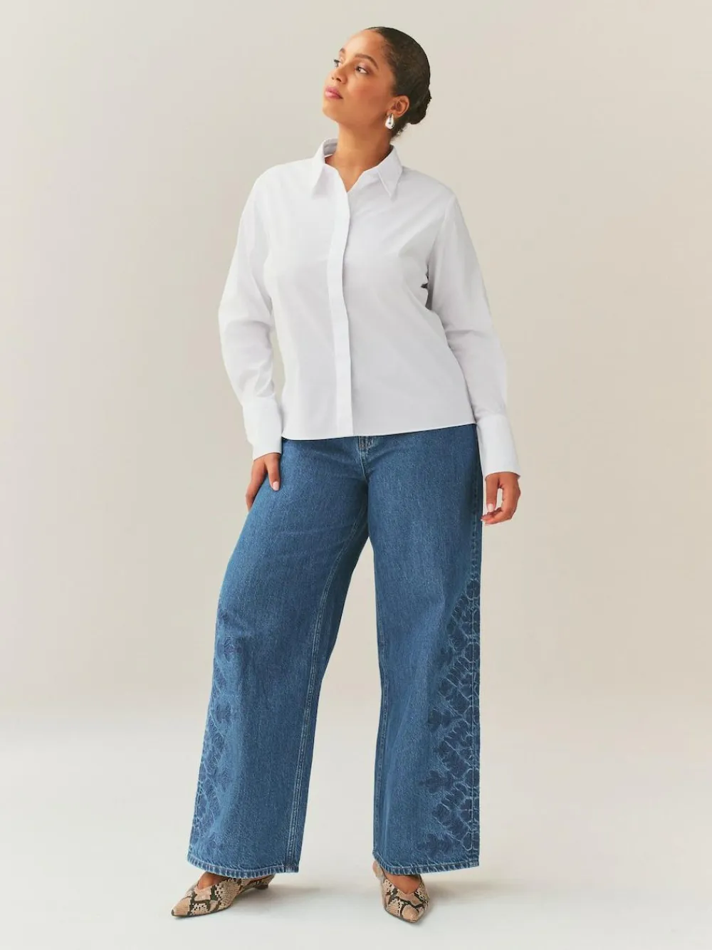 Hot Next White Fuller Bust Fitted Stretch Essential Long Sleeve Shirt