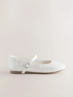 Best Next White Glitter Standard Fit (F) Mary Jane Occasion Shoes