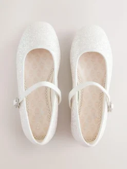 Best Next White Glitter Standard Fit (F) Mary Jane Occasion Shoes