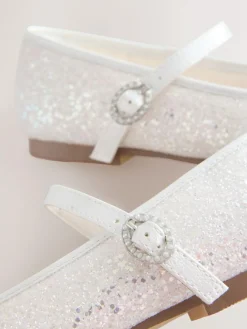 Best Next White Glitter Standard Fit (F) Mary Jane Occasion Shoes