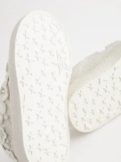 Next White Glitter Standard Fit (F) Butterfly Touch Fasten Strap Trainers