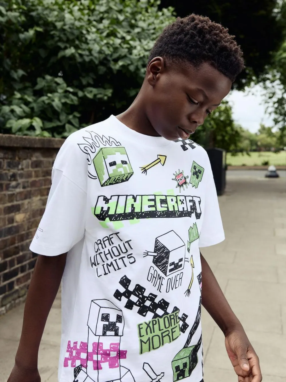 Sale Next White Graffiti Single Minecraft T-Shirt (3-16yrs)
