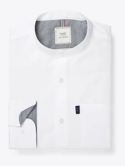 Best Next White Grandad Collar Regular Fit Button Down Easy Iron Oxford Shirt