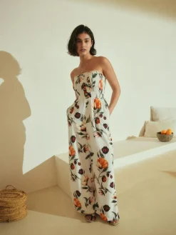 Online Next Bandeau Jumpsuit with Linen White Ground