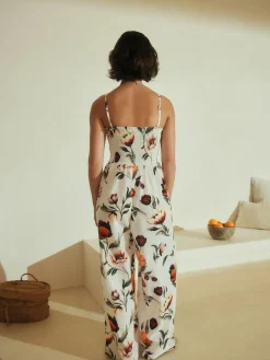 Online Next Bandeau Jumpsuit with Linen White Ground