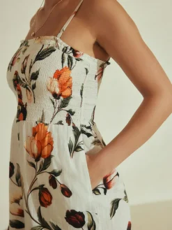 Online Next Bandeau Jumpsuit with Linen White Ground