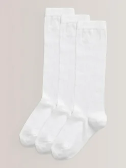 Next White Heart 3 Pack Cotton Rich Knee High Socks^ Tights|Socks & Tights