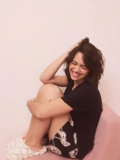 New Next White Heart Borg Mule Slippers