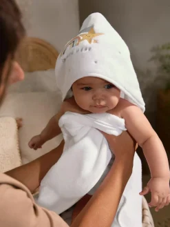 Best Next White Im New Here 100% Cotton Hooded Baby Towel