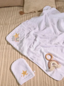 Best Next White Im New Here 100% Cotton Hooded Baby Towel