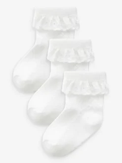 Hot Next Lace Baby Socks 3 Pack White