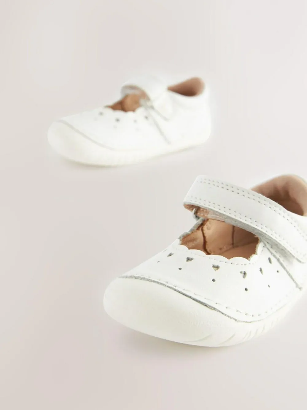 Next White Leather Standard Fit (F) Crawler Mary Jane Shoes
