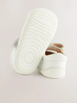 Next White Leather Standard Fit (F) Crawler Mary Jane Shoes