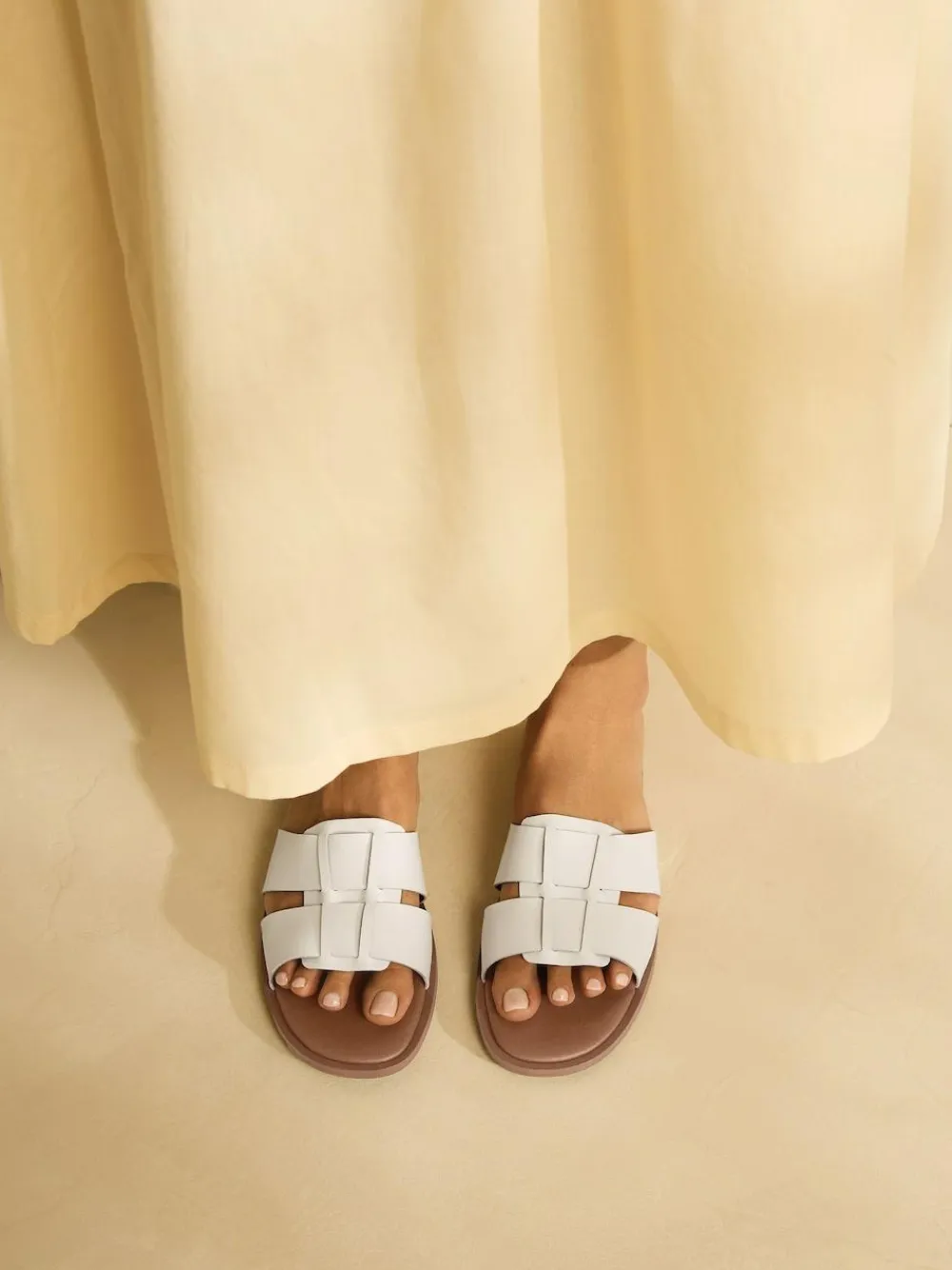 Next White Leather Standard/Wide Fit Slot Mule Sandals^Women Wide Fit & Extra Wide Fit