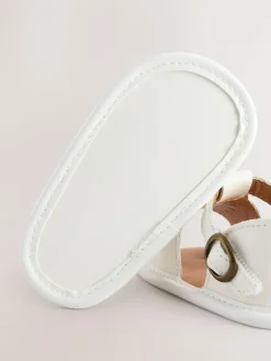 Next White Leather Touch Fastening Baby Sandals (0-24mths)^ Shoes