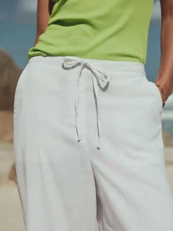 Discount Next White Linen Blend Pull On Shorts