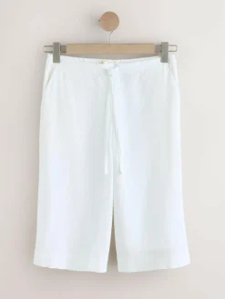 Discount Next White Linen Blend Pull On Shorts