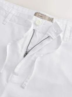 Next White Linen Blend Trousers