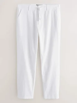 Next White Linen Blend Trousers