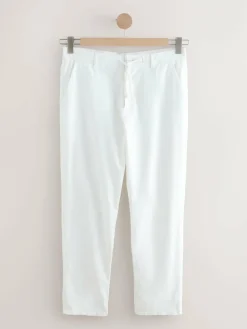 Next White Linen Blend Trousers