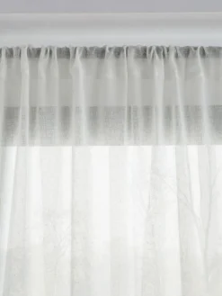 Clearance Next Linen Look Slot Top Voile Unlined Sheer Panel Curtain White