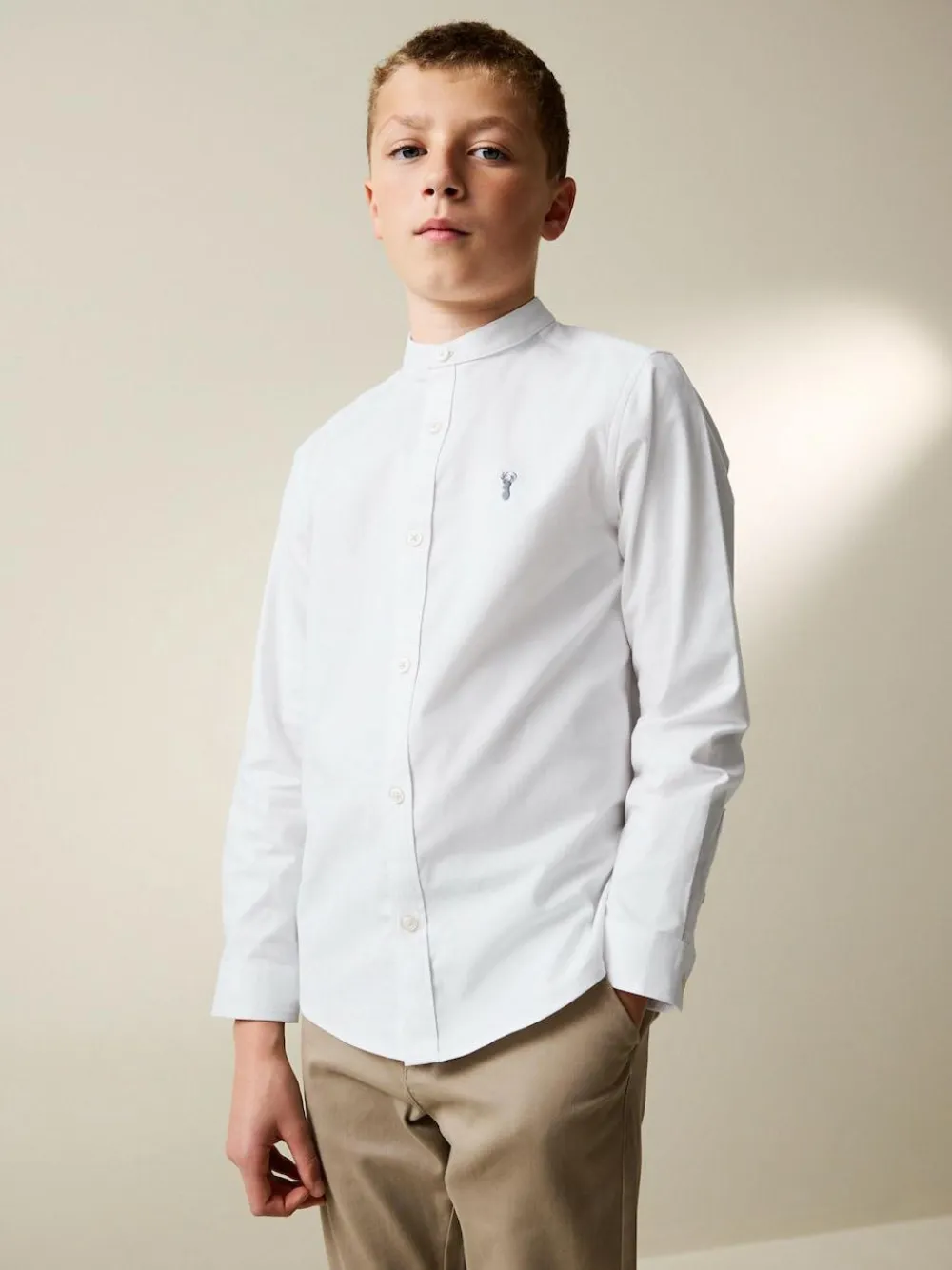 Next Long Sleeve Grandad Collar Oxford Shirt (3-16yrs)^BOY Shirts