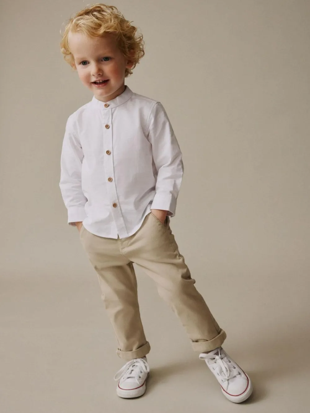 Next Long Sleeve Grandad Collar Oxford Shirt (3mths-7yrs)^BOY Suits & Vest|Shirts