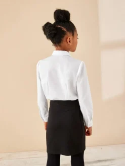 Next White Long Sleeve Lace Trim School Blouse (3-14yrs)^ Tops