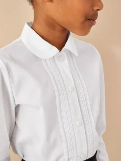 Next White Long Sleeve Lace Trim School Blouse (3-14yrs)^ Tops