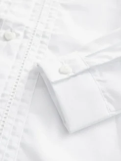 Next White Long Sleeve Lace Trim School Blouse (3-14yrs)^ Tops