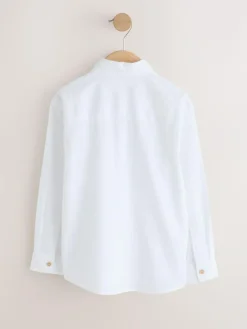 Next White Long Sleeve Relaxed Linen Blend Shirt (3-16yrs)^BOY Shirts