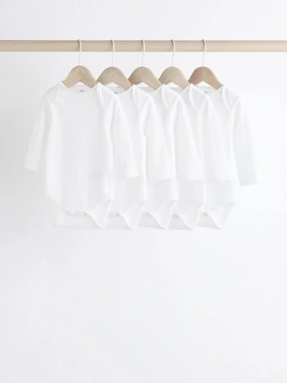Outlet Next White Long Sleeve Rib Baby Bodysuits 5 Pack