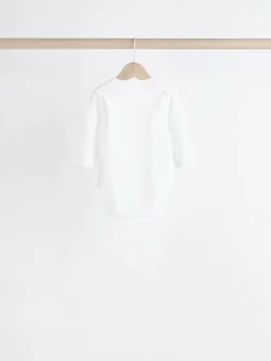 Outlet Next White Long Sleeve Rib Baby Bodysuits 5 Pack