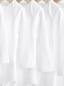 Outlet Next White Long Sleeve Rib Baby Bodysuits 5 Pack