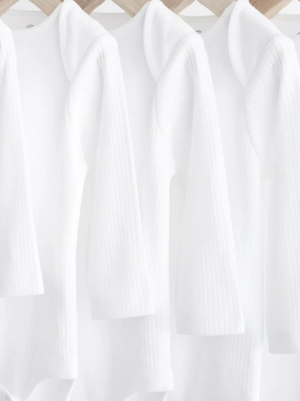 Outlet Next White Long Sleeve Rib Baby Bodysuits 5 Pack