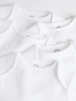 Outlet Next White Long Sleeve Rib Baby Bodysuits 5 Pack