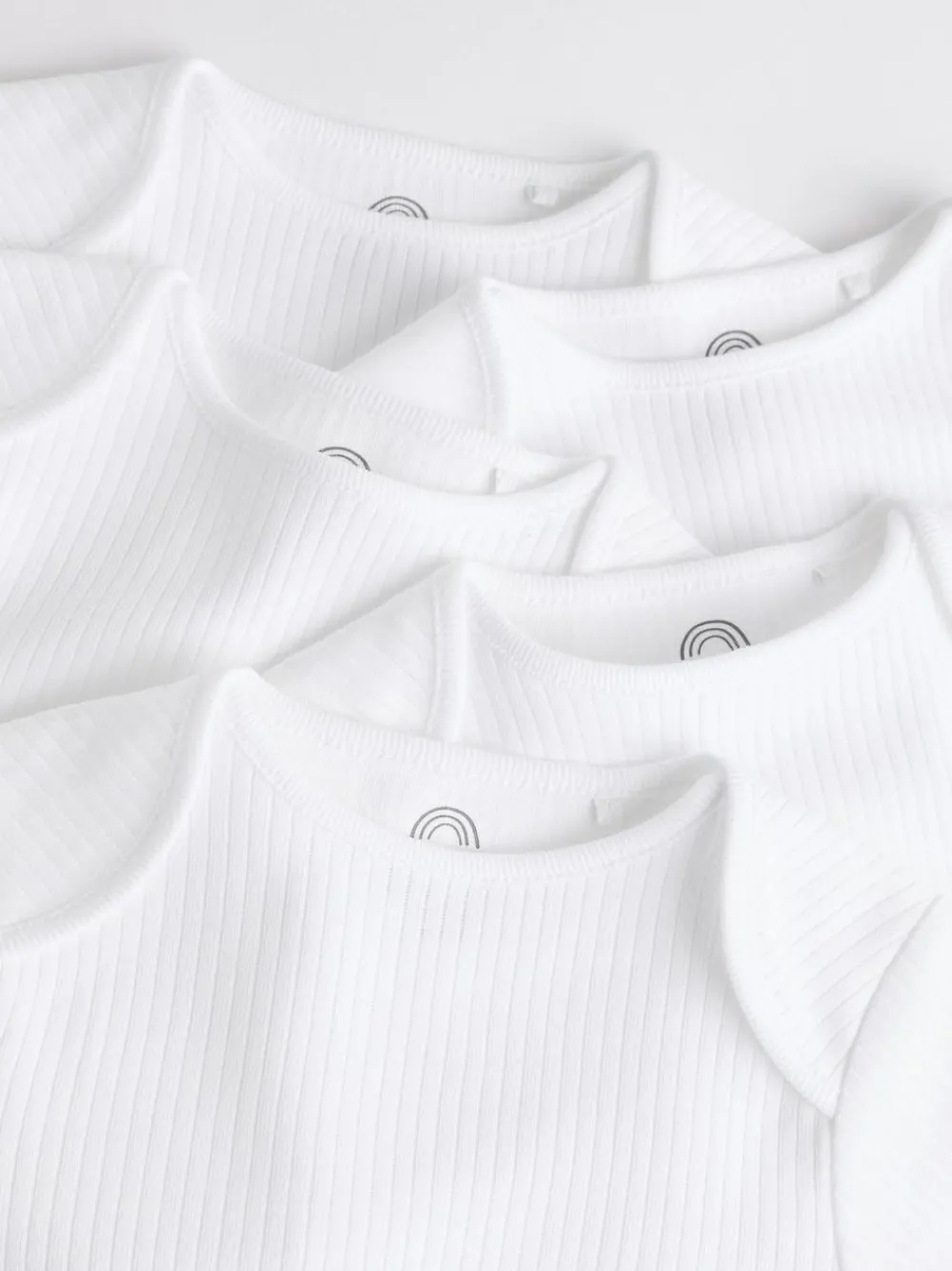 Outlet Next White Long Sleeve Rib Baby Bodysuits 5 Pack